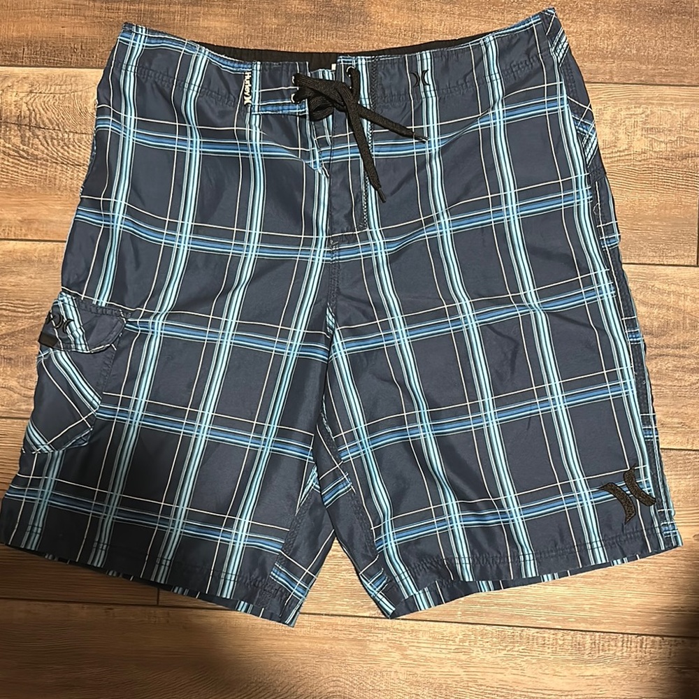 Hurley Blue and Black Board Shorts Quick-Dry Swimwear